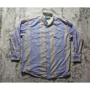 Vtg Lone Roo By Roper Long Sleeve Button Down Shirt Men's Size XL Striped